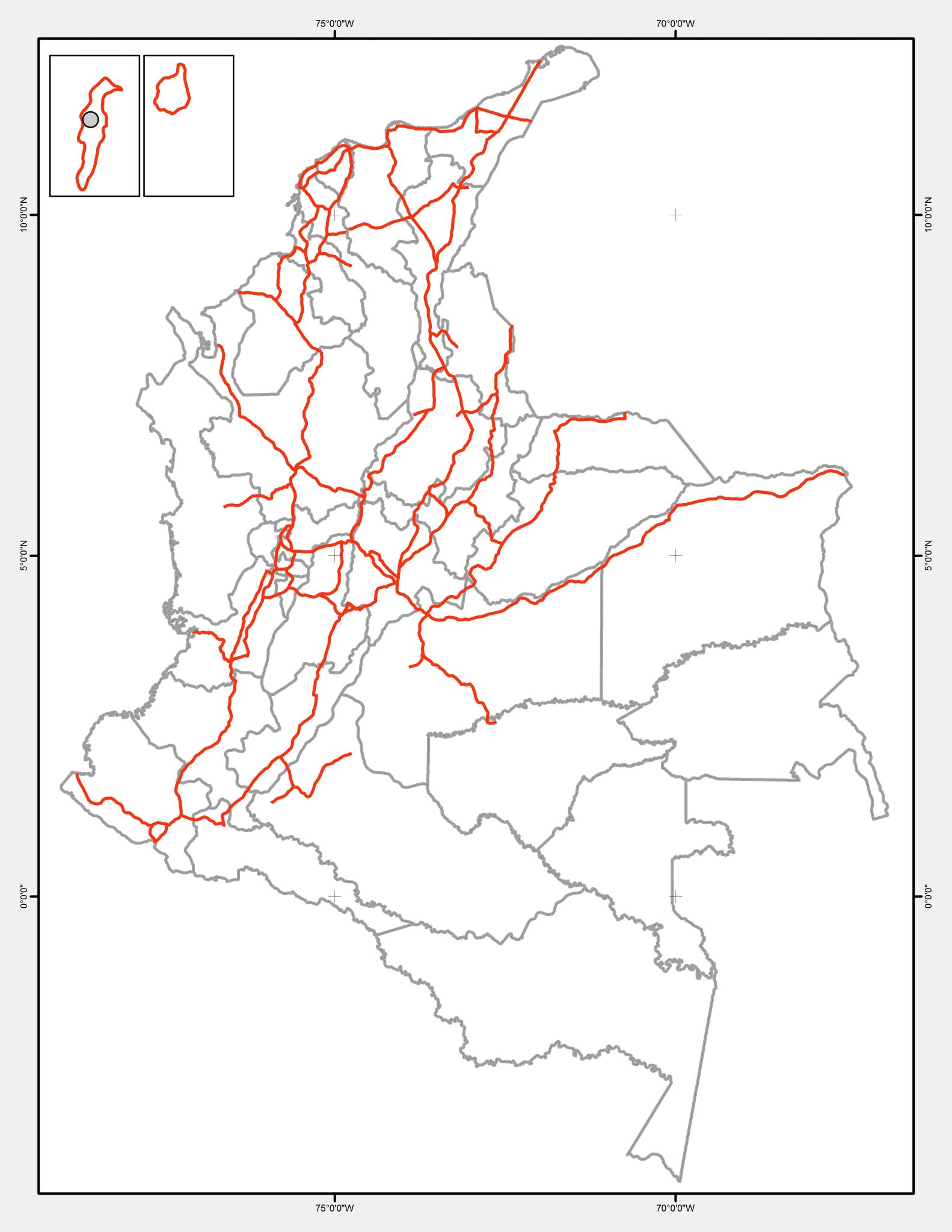 Primary and Secondary Roads. Source: Instituto Humboldt, 2011