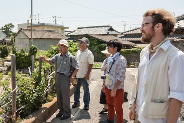 A 'state of agriculture' walking tour of Megijima which our team arranged with natural farmers from around Japan. Photo: Suhee Kang