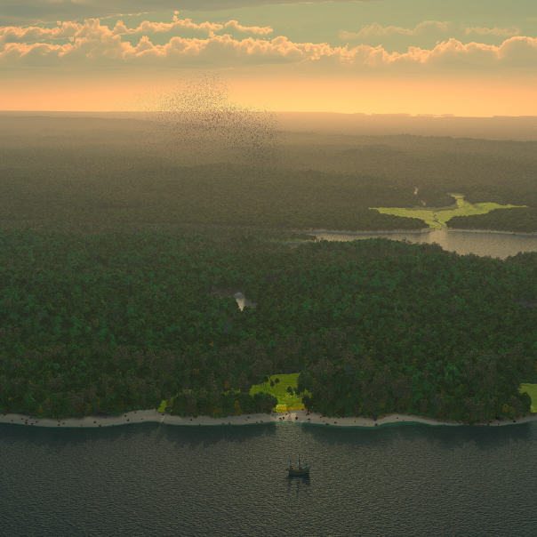Henry Hudson the day after, c. 1609. Credit: Markley Boyer / The Mannahatta Project / WCS. This image was created for the exhibition “Mannahatta / Manhattan” at the Museum of the City of New York in 2009.
