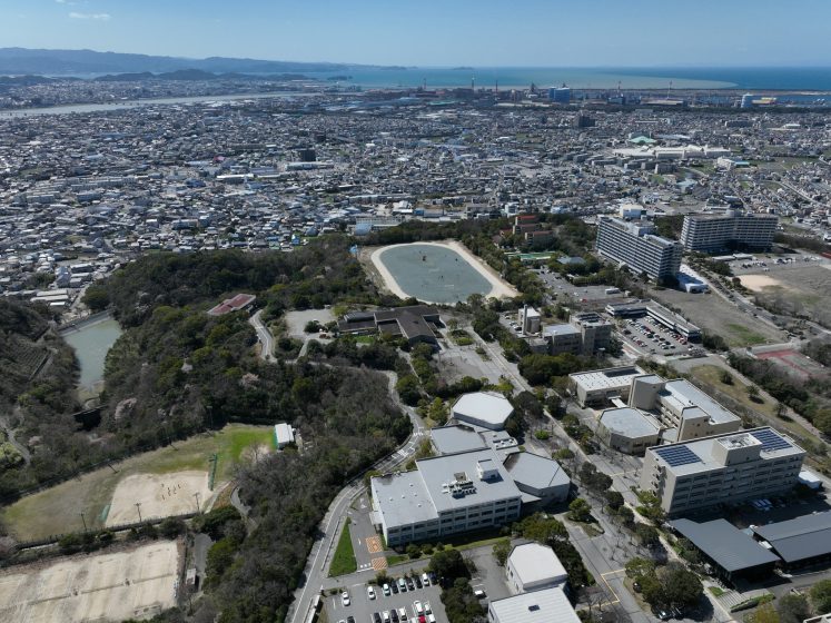 An aerial view of a city