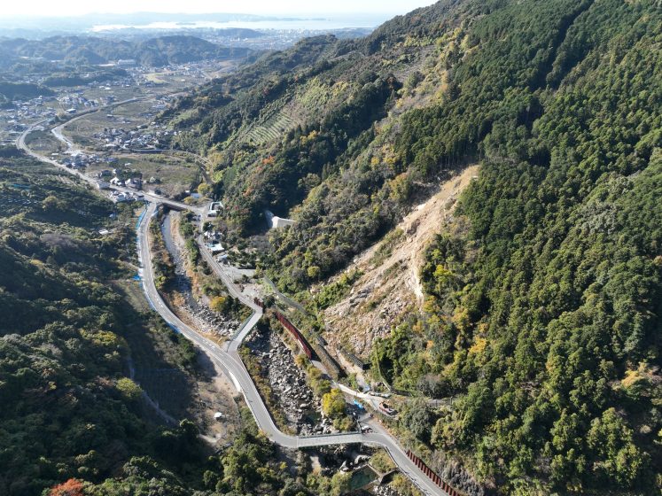 Aerial view of a road in a valley